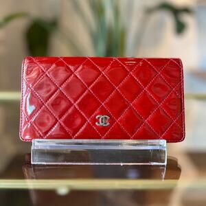 CHANEL Red Patent Wallet